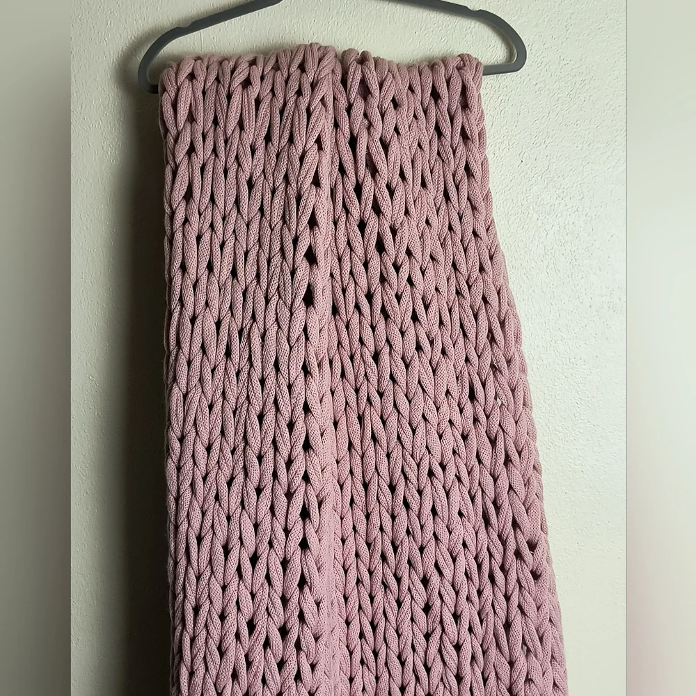 Madison Park Blush Chunky Double Knit Throw Blanket Handmade 50